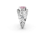 Silver Fancy Pink Radiant Cut Diamond Pave Art Deco Split Shank Ring with Four-Prong Setting_8