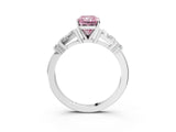 Silver Fancy Pink Radiant  Cut Diamond Ring with Baguette Side Stones, Channel Set Band, and Four-Prong Setting_15