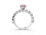 Silver Fancy Pink Radiant Cut Diamond Side Stone Engagement Ring with Four-Prong Setting_15