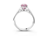 Silver Fancy Pink Radiant Cut Diamond Solitaire Engagement Ring with Cathedral Setting and Four-Prong Mount_21