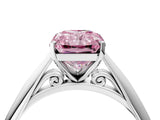 Silver Fancy Pink Radiant Cut Diamond Solitaire Engagement Ring with Cathedral Setting and Four-Prong Mount_22
