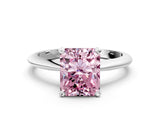 Silver Fancy Pink Radiant Cut Diamond Solitaire Engagement Ring with Classic Band and Four-Prong Setting_12