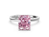 Silver Fancy Pink Radiant Cut Diamond Solitaire Ring with Classic Band and Four-Prong Setting_6