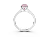 Silver Fancy Pink Radiant Cut Diamond Solitaire Ring with Pavé Band and Prong Setting_15