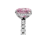 Silver Fancy Pink Radiant Cut Diamond Solitaire Ring with Round  Pavé Band and Four-Prong Setting_47