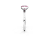 Silver Fancy Pink Radiant Cut Diamond Solitaire Ring with Thin Band and Prong Setting_2