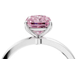 Silver Fancy Pink Radiant Cut Diamond Solitaire Ring with Thin Band and Prong Setting_4