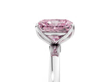 Silver Fancy Pink Radiant Cut Diamond Solitaire Ring with Thin Band and Prong Setting_5