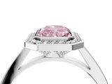 Silver Fancy Pink Radiant Cut Halo Bezel Diamond Pave Band Ring_10