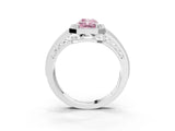 Silver Fancy Pink Radiant Cut Halo Diamond Split Shank Ring with Prong Setting_21