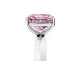 Silver Fancy Pink Radiant  Cut Solitaire Engagement Ring with Flat Band and Four-Prong Setting