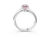 Silver Fancy Pink Radiant  Cut Solitaire Engagement Ring with Tapered Band and Four-Prong Setting 4
