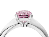 Silver Fancy Pink Radiant  Cut Solitaire Engagement Ring with Tapered Band and Four-Prong Setting 5