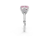 Silver Fancy Pink Radiant Cut Solitaire Split Shank Pave Diamond Engagement Ring with Four-Prong Setting_152