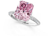Silver Fancy Pink Radiant Cut Solitaire Split Shank Pave Diamond Engagement Ring with Four-Prong Setting_79