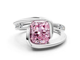 Silver Fancy Pink Radiant Cut Solitaire Tension-Set Diamond Split Shank Ring_6