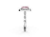 Silver Fancy Pink Radiant  Halo Diamond Engagement Ring with Twisted Band and Four-Prong Setting 3