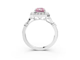 Silver Fancy Pink Radiant  Halo Diamond Engagement Ring with Twisted Band and Four-Prong Setting 4