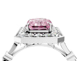 Silver Fancy Pink Radiant  Halo Diamond Engagement Ring with Twisted Band and Four-Prong Setting 5