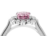 Silver Fancy Pink Radiant  Halo Milgrain Pave Diamond Ring with Four-Prong Setting 5
