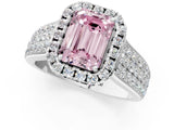 Silver Fancy Pink Radiant  Halo Round Diamond Pave Band with Prong Setting 2