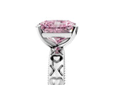 Silver Fancy Pink Radiant  Solitaire Diamond Engagement Ring with XO Engraved Band and Four-Prong Setting 11