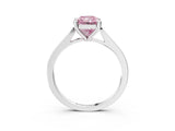 Silver Fancy Pink Radiant  Solitaire Diamond Ring with Four-Prong Setting and Tapered Band 4
