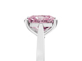 Silver Fancy Pink Radiant  Solitaire Diamond Ring with Four-Prong Setting and Tapered Band