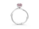 Silver Fancy Pink Radiant  Solitaire Diamond Ring with a Classic Band and Four-Prong Setting 4