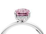 Silver Fancy Pink Radiant  Solitaire Diamond Ring with a Classic Band and Four-Prong Setting 5