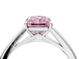 Silver Fancy Pink Radiant  Solitaire Engagement Ring with Four-Prong Setting and Classic Band 4