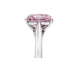 Silver Fancy Pink Radiant  Solitaire Engagement Ring with Four-Prong Setting and Classic Band 5