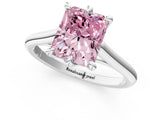Silver Fancy Pink Radiant  Solitaire Engagement Ring with Six-Prong Setting and Classic Band 1