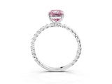 Silver Fancy Pink Radiant  Solitaire Twist Band Ring with Four-Prong Setting_3
