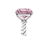 Silver Fancy Pink Radiant  Solitaire Twist Band Ring with Four-Prong Setting_5