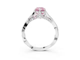 Silver Fancy Pink Radiant  Solitaire Twist Band Six-Prong Setting 4