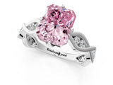 Silver Fancy Pink Radiant  Solitaire Twist Band with Leaf Prong Setting 2