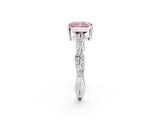 Silver Fancy Pink Radiant  Solitaire Twisted Pave Diamond Ring with Four-Prong Setting_2