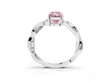 Silver Fancy Pink Radiant  Solitaire Twisted Pave Diamond Ring with Four-Prong Setting_3
