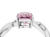 Silver Fancy Pink Radiant  Solitaire Twisted Pave Diamond Ring with Four-Prong Setting_4