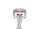 Silver Fancy Pink Radiant  Solitaire Twisted Pave Diamond Ring with Four-Prong Setting_5