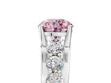 Silver Fancy Pink Round  Brilliant Solitaire with Side Stones on a Pave Band and Four-Prong Setting_5