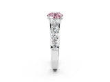 Silver Fancy Pink Round Cut Brilliant Diamond Pavé Band with Six-Prong Setting_21
