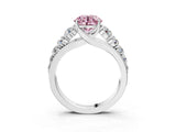 Silver Fancy Pink Round Cut Brilliant Diamond Pavé Band with Six-Prong Setting_22