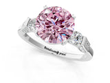 Silver Fancy Pink Round Cut Brilliant Three-Stone Pave Band with Four-Prong Setting_7