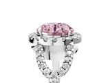 Silver Fancy Pink Round Cut Cut Diamond Halo Engagement Ring with Open Split Pavé Band_11