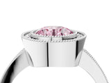 Silver Fancy Pink Round Cut-Cut Diamond Halo Engagement Ring with Pave Band and Prong Setting_10