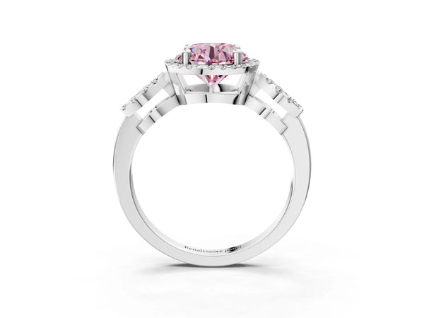 Sterling Silver Round Pave Infinity Halo Engagement Ring Setting for Fancy Pink Center