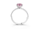 Silver Fancy Pink Round Cut Diamond Brilliant Solitaire Ring with Pavé Band and Four-Prong Setting_39