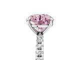 Silver Fancy Pink Round Cut Diamond Brilliant Solitaire Ring with Pavé Band and Four-Prong Setting_41